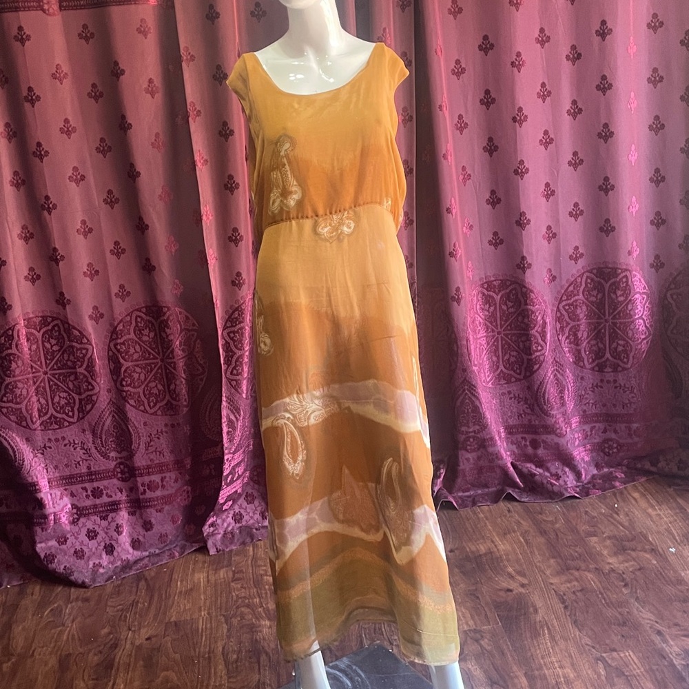 Vintage Brown Sleeveless Maxi Dress Size 2X